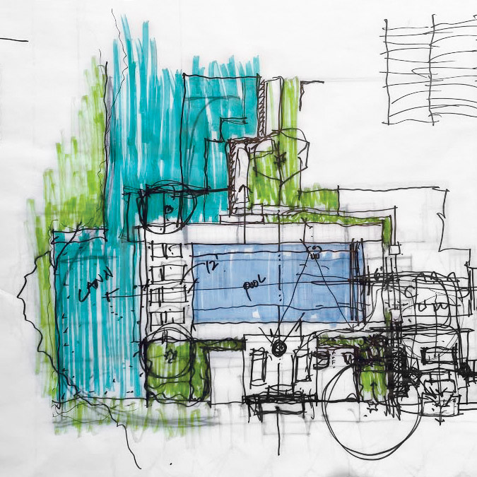 Sketch of home and lanscaping plan